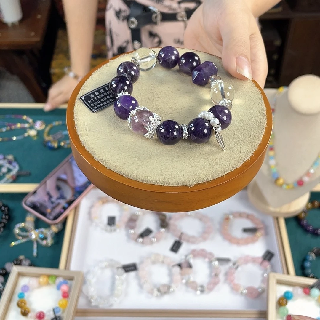 水晶手链银S925镀金镶嵌