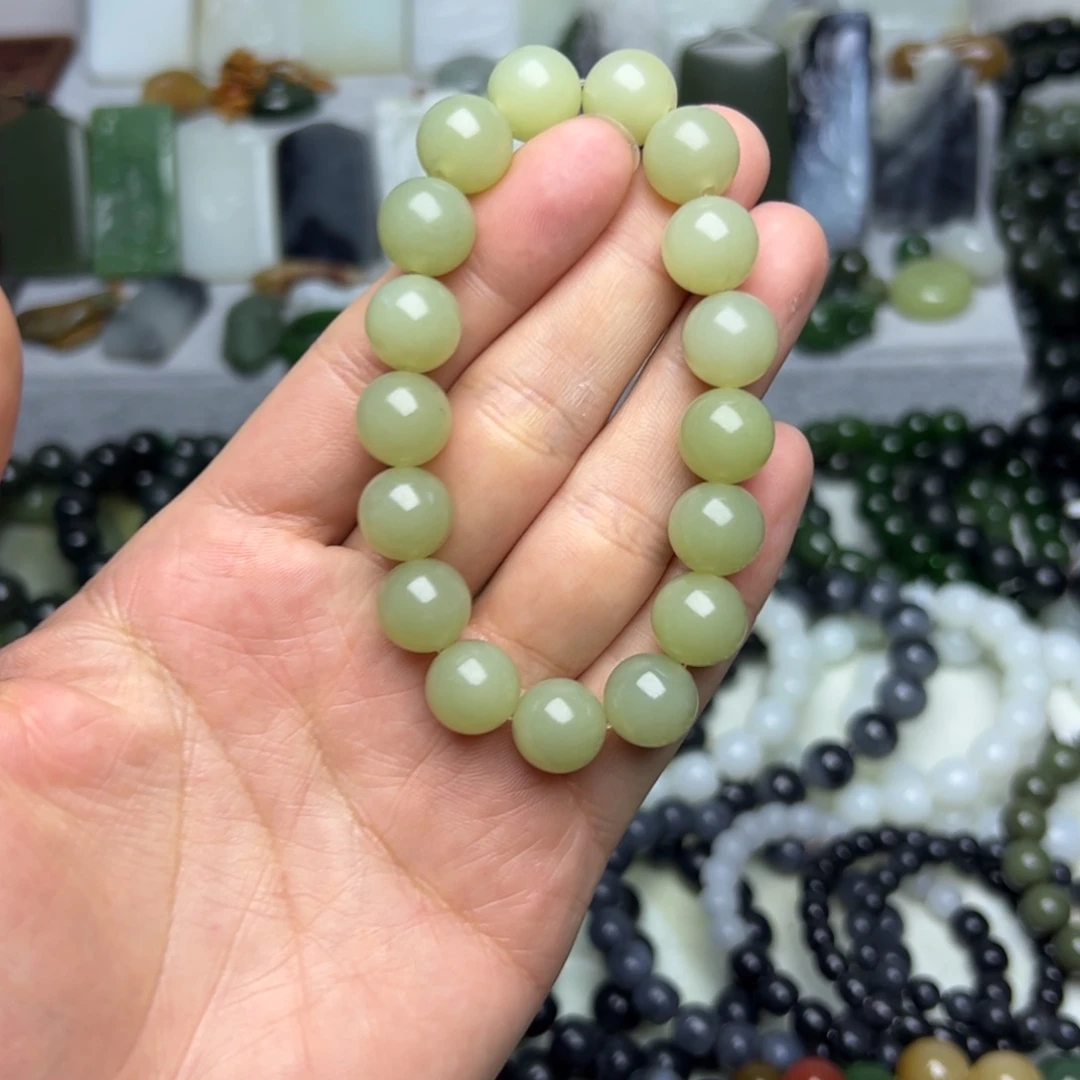 和田玉（糖玉）未镶嵌手串新疆青黄口12