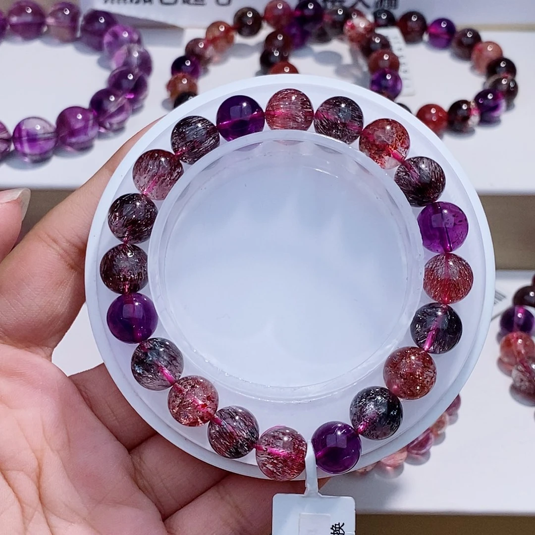 水晶未镶嵌手链黑加仑9+