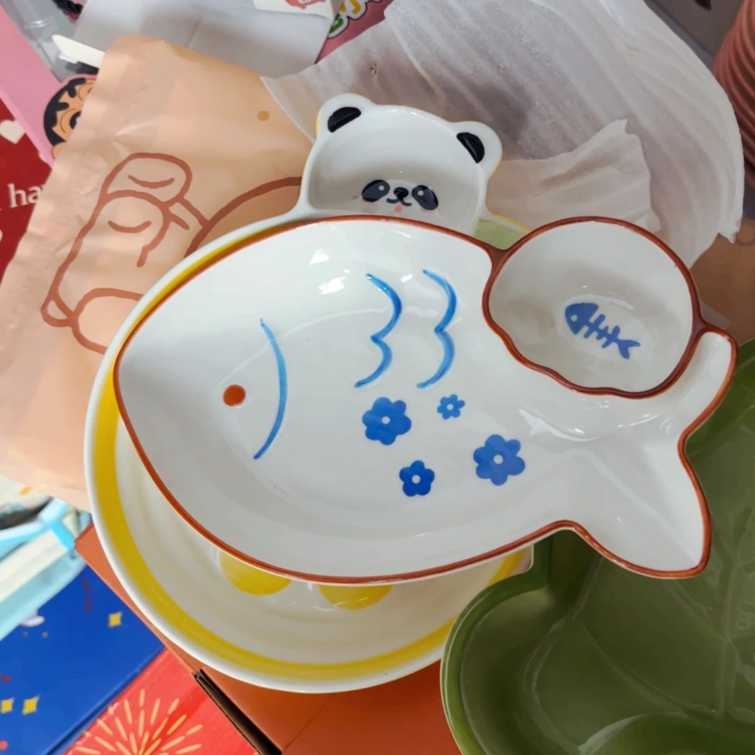 陶瓷鱼形饺子盘微微瑕