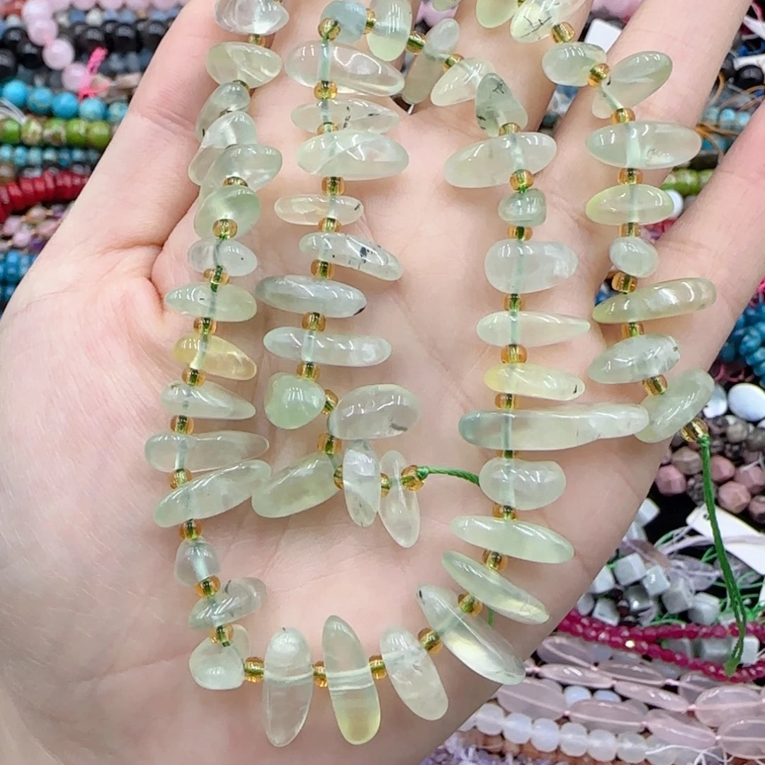 玛瑙/玉髓未镶嵌珠宝半成品葡萄石边孔一条特价