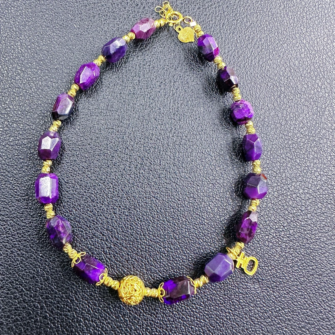 7128舒俱来丝绒钻切大吉大利18k金手链多样性发一