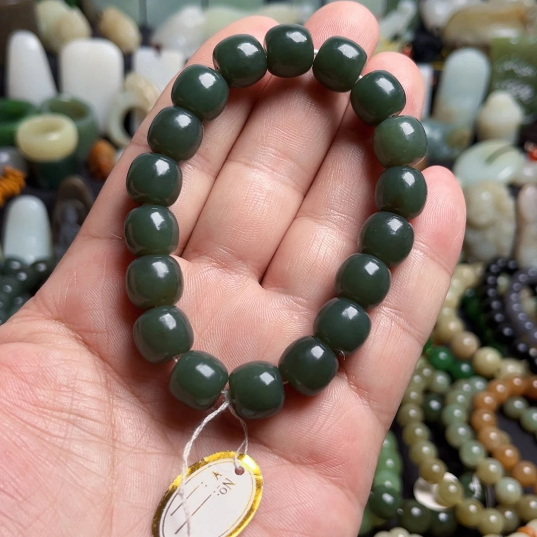 和田玉未镶嵌套链和田玉卡12手串