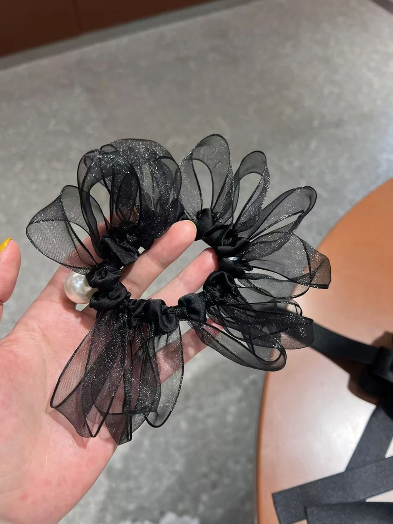 「MyFioielli｣韩系小众设计欧根纱麦穗珍珠发圈扎马尾发饰FQ117