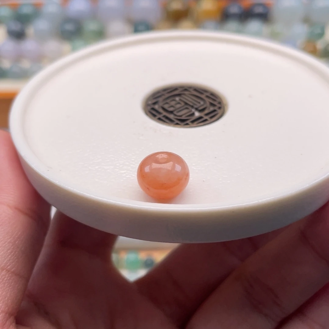 未镶嵌定制翡翠天然缅甸翡翠a货草莓红鼓珠 9.8×7.3