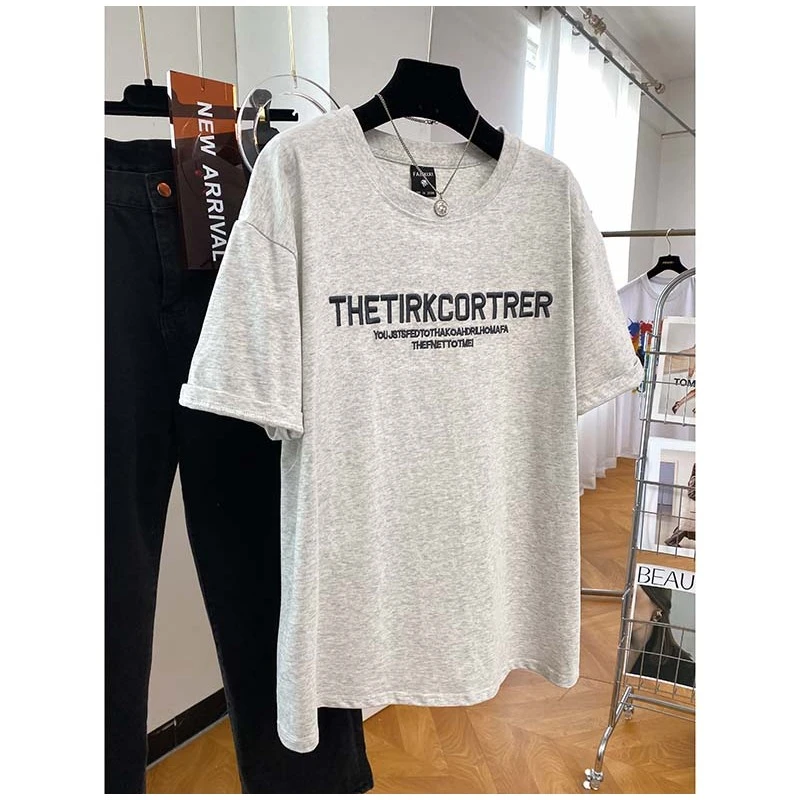 2025新款宽松设计感大码胖mm纯棉刺绣短袖T恤女夏季爆款半袖上衣