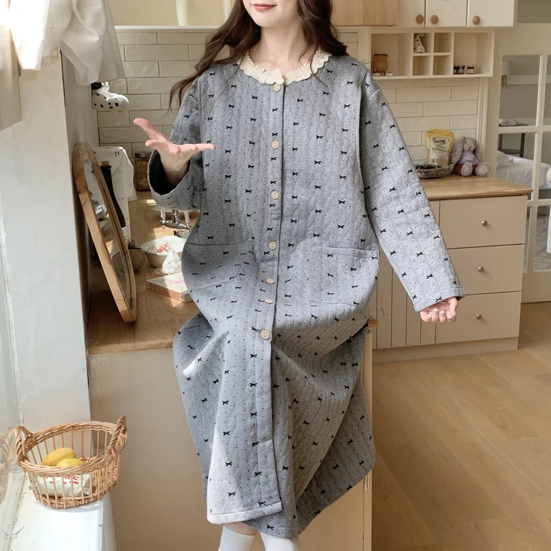 加大码待产裙裤子产妇产检秋冬季带胸垫月子服孕妇哺乳睡裙