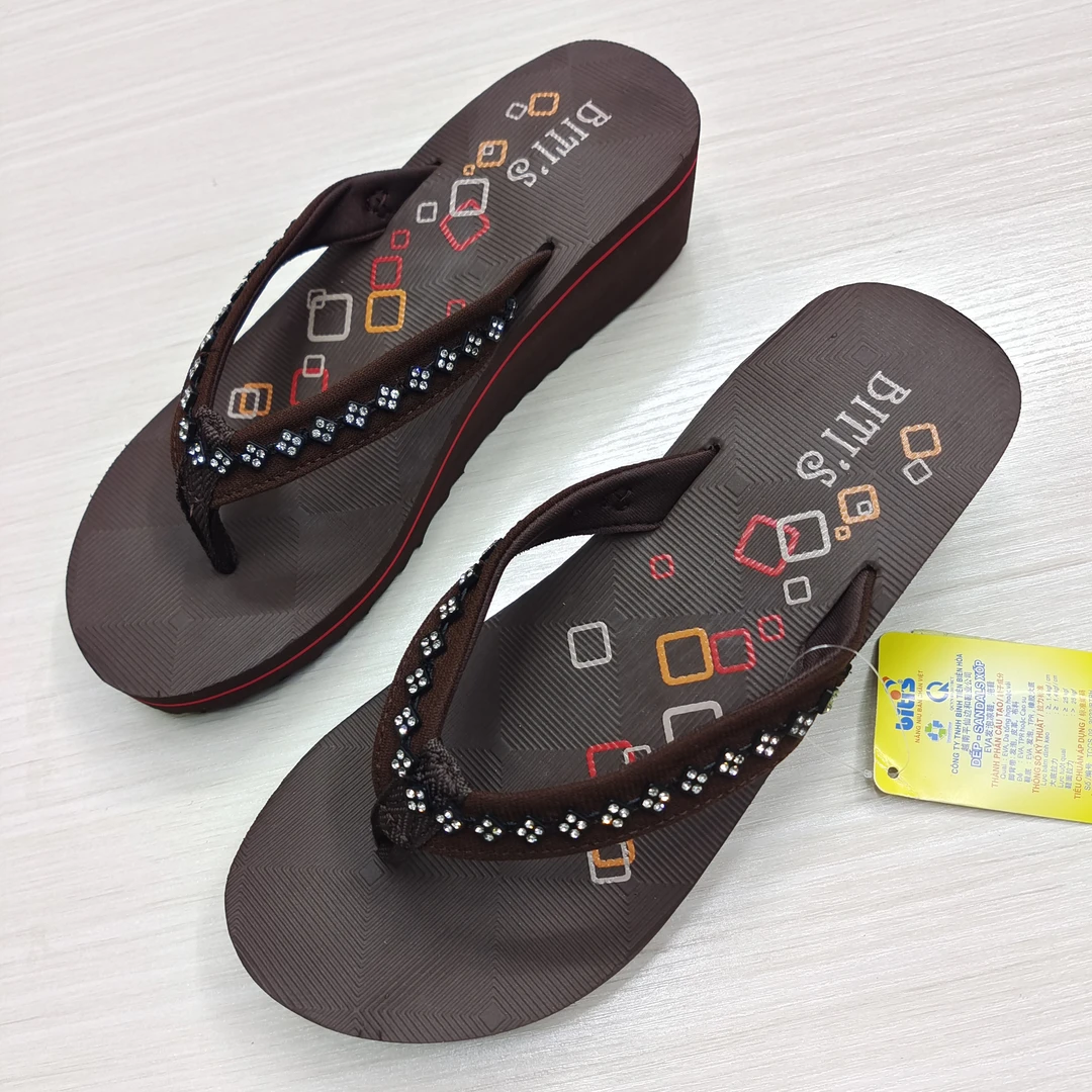 越南平仙品牌中跟女潮人字拖鞋时尚潮流防滑耐磨百搭厚底水钻拖鞋