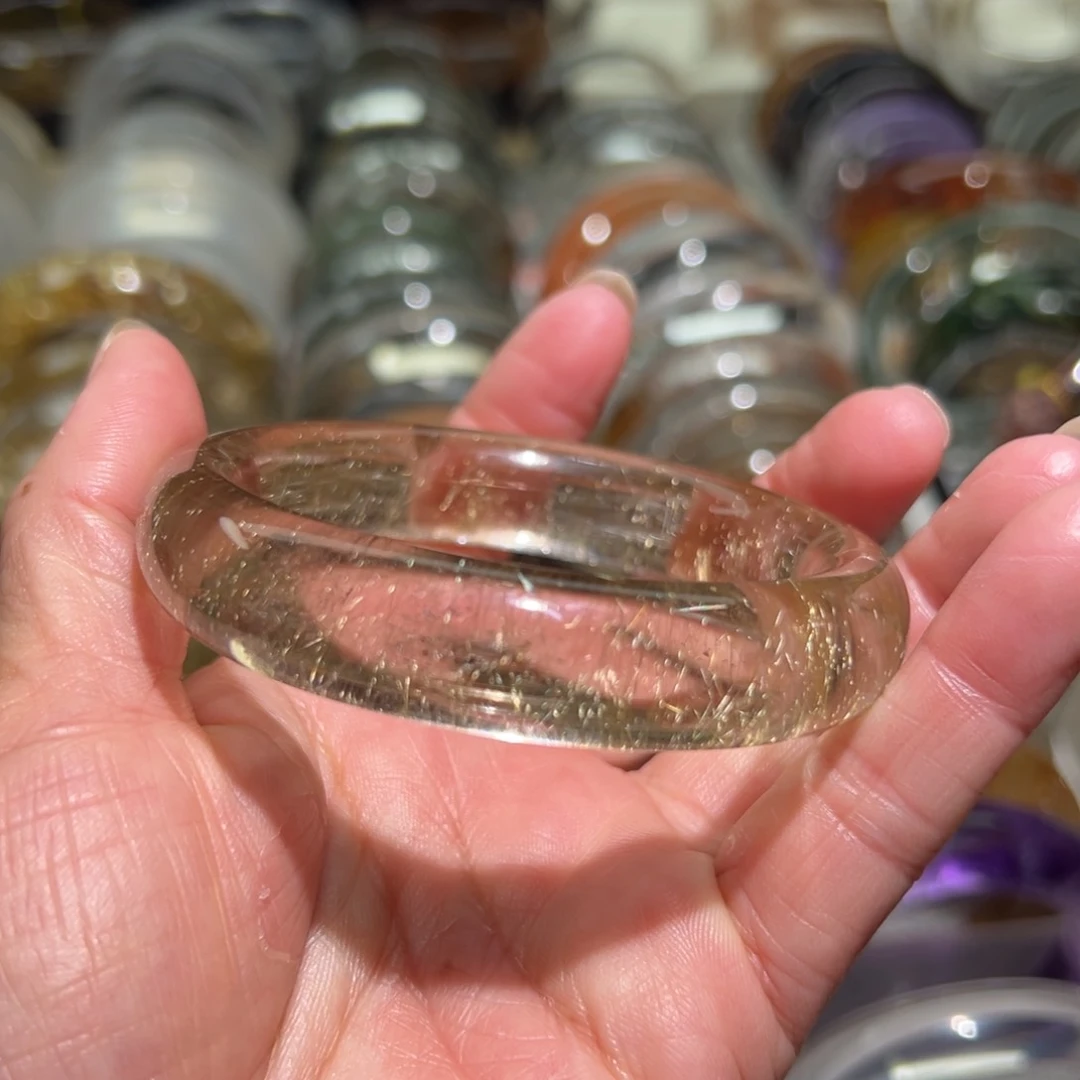 未镶嵌手镯水晶美****天然金发晶手镯