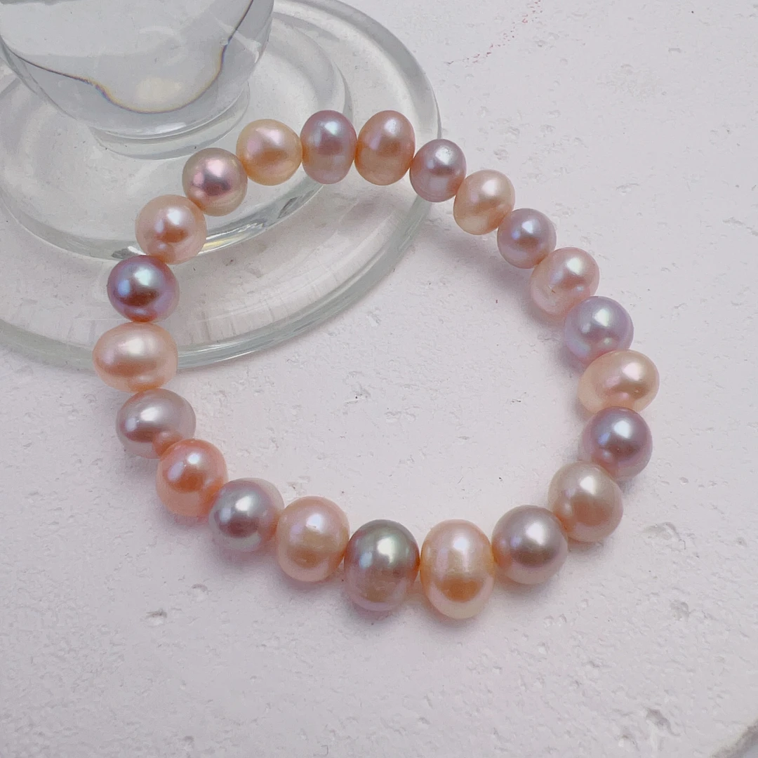 【霓虹】约7-9mm淡水无核珍珠手链时尚简约轻奢百搭混彩   DSL00728