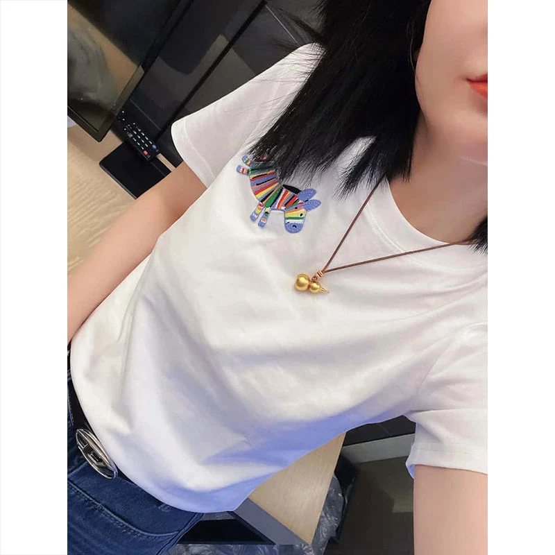 【小马刺绣】洋气短款T恤2025新款爆款内搭百搭宽松小个子短袖上衣