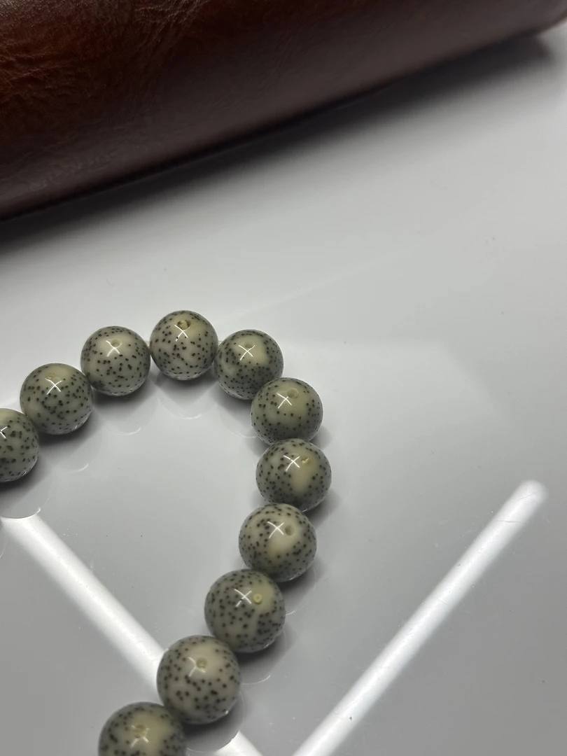 渡香·星月菩提石玉料海南原生态12mm圆珠正月针尖星
