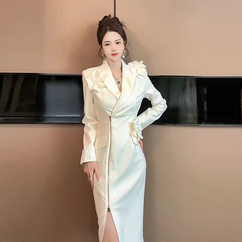 【鹿鹿定制】设计师新款时尚通勤轻奢修身显瘦收腰连衣裙50799