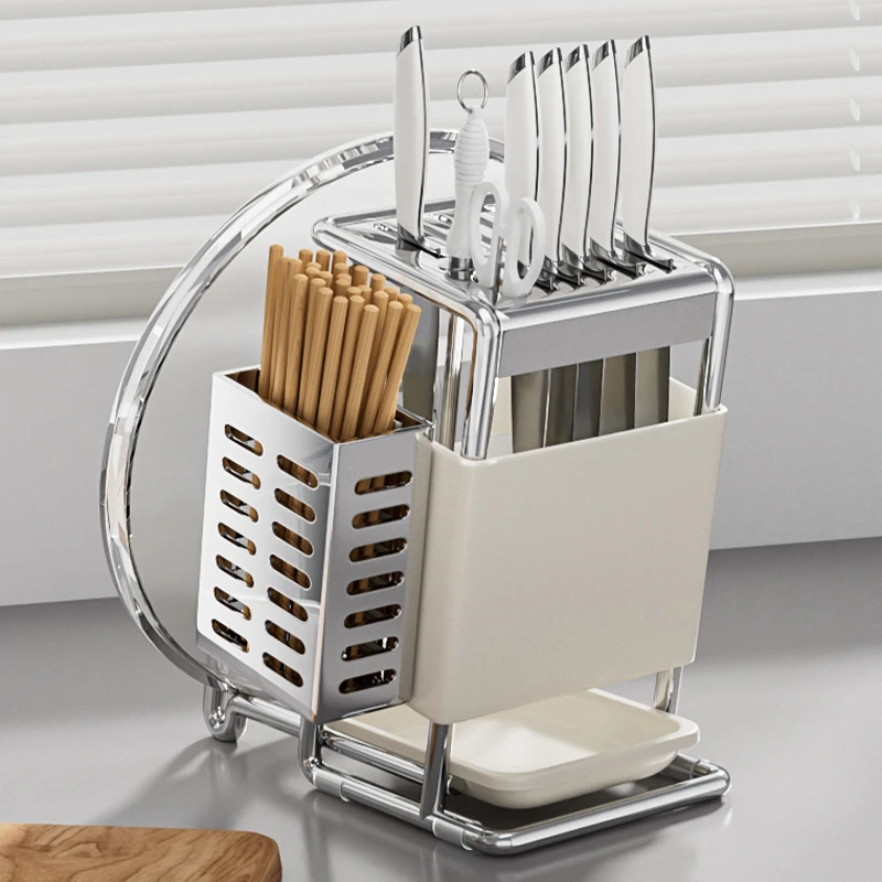 橱明星家用刀架置物架厨房台面放菜刀筷子多功能轻奢刀具收纳架