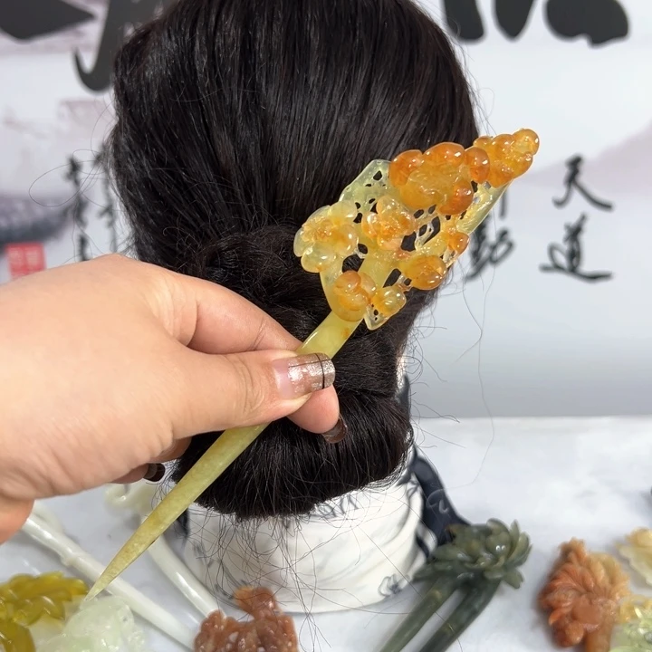 定制蛇纹石玉毛货发饰