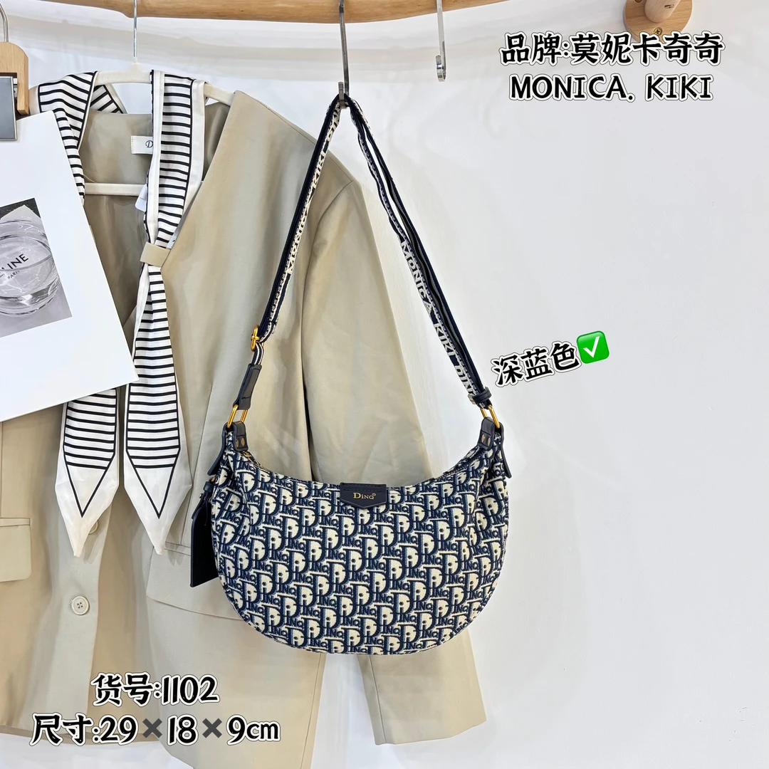 2025夏季新款中性复古百搭万针刺绣女士单肩斜挎饺子包1102