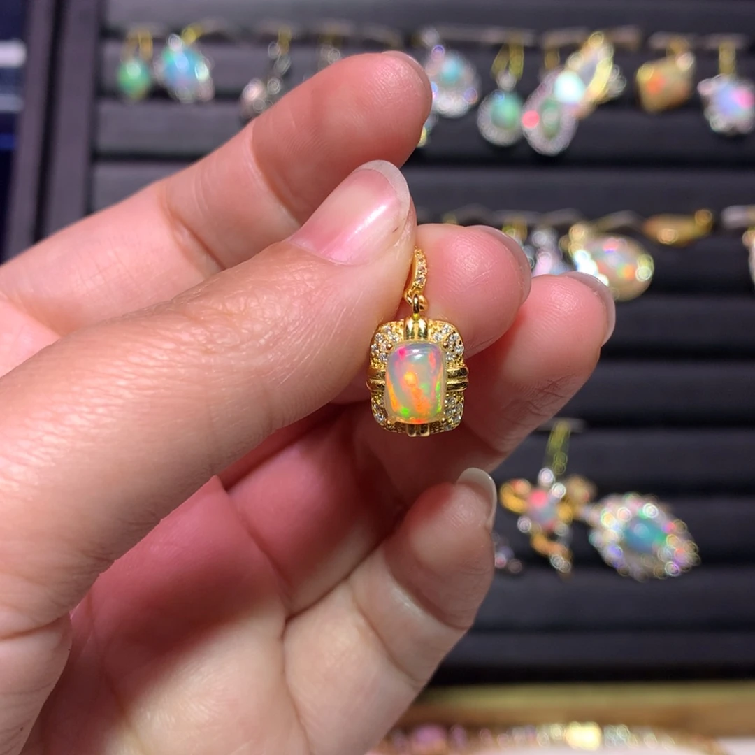 银S925镶嵌欧泊吊坠款式