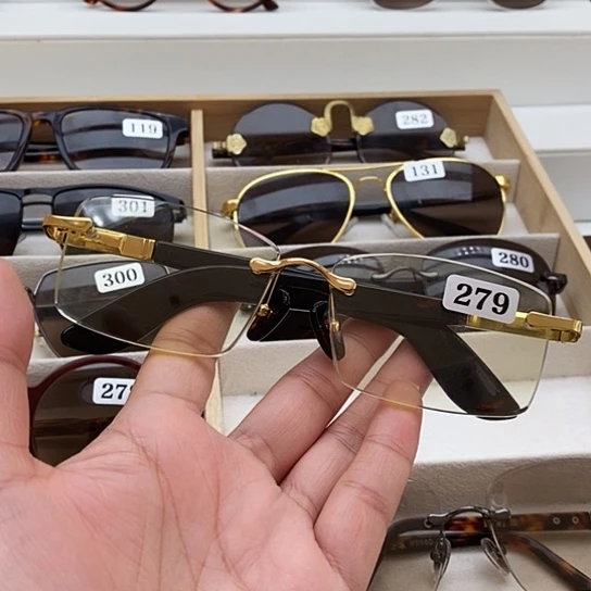 无框款纯天然石头水晶眼镜