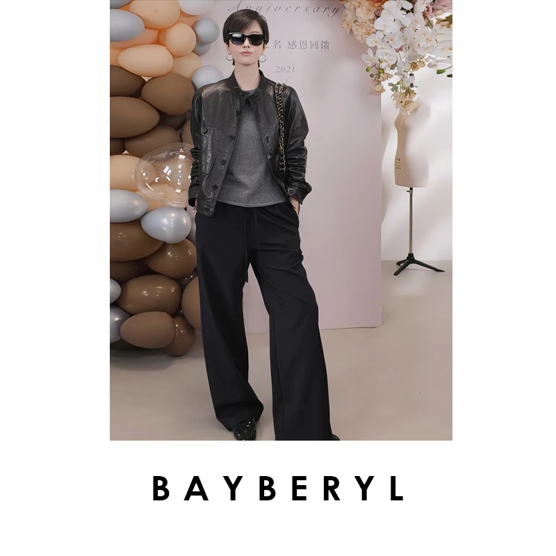 CC10-BAYBERYL老贝1P可机洗羊毛拼接松紧腰百搭休闲裤XXK5F0241