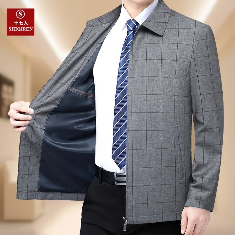 [高档休闲】2025年新品男士夹克上衣外套百搭中年休闲方领宽松款