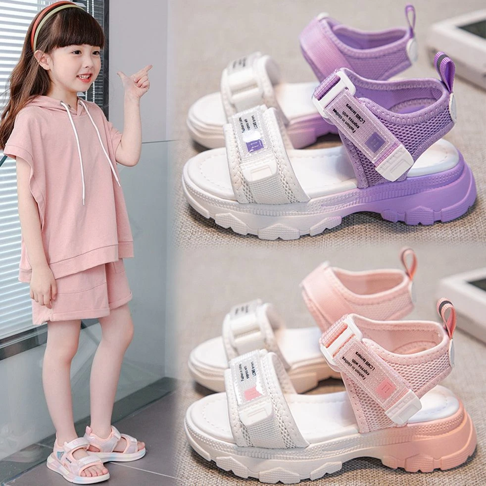 女童凉鞋2025新款夏季中大童小学生防滑软底女孩运动沙滩鞋DF005