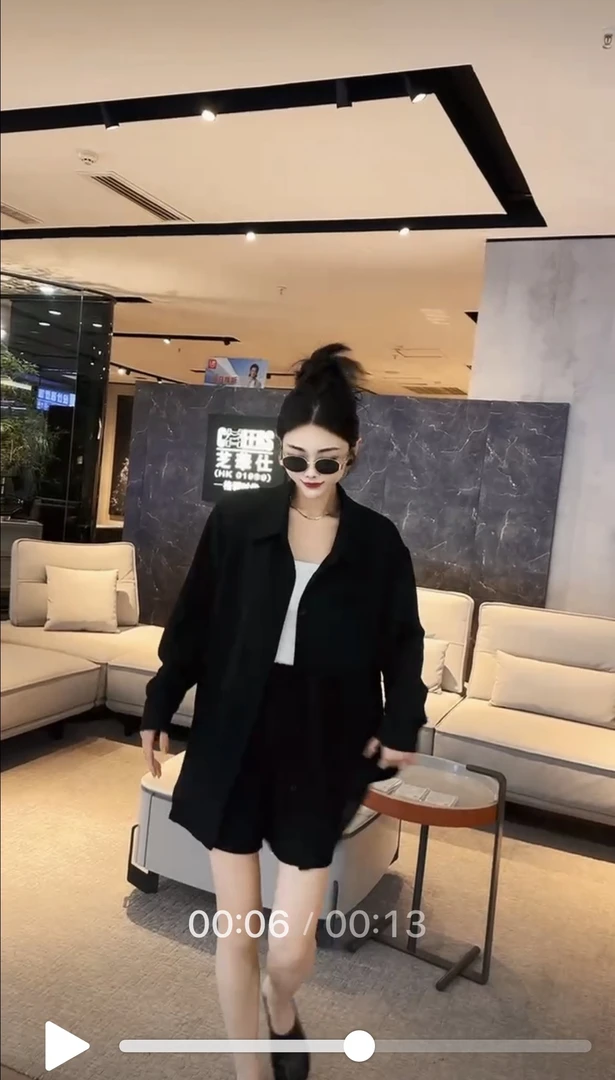 嘉欣家2025夏季新款大码松弛感显瘦洋气韩版衬衫＋短裤两件套5947