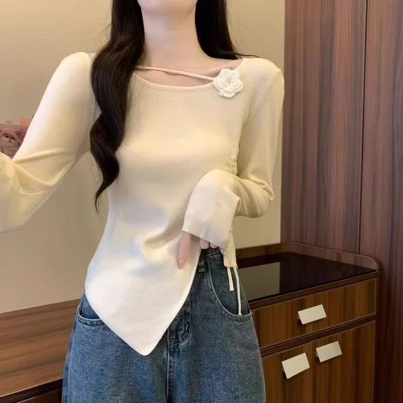 (001-099)不规则春款小众设计感内搭打底上衣