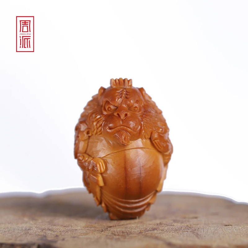 周派春毅核坊如虎添翼橄榄核单子手机钥匙链纯手工核雕文玩雕刻