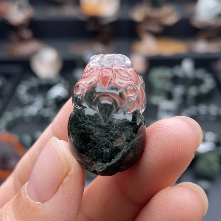 水晶未镶嵌颈饰绿幽灵聚宝盆貔貅