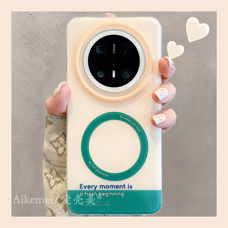 适用华为mate70pro+手机壳多巴胺拼色英文Mate60pro+内置磁吸男女