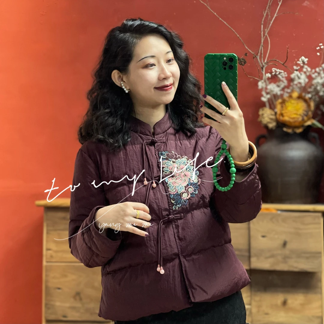 【如意结】新中式刺绣90白鸭绒羽绒服冬盘扣外套YRF24YW0893