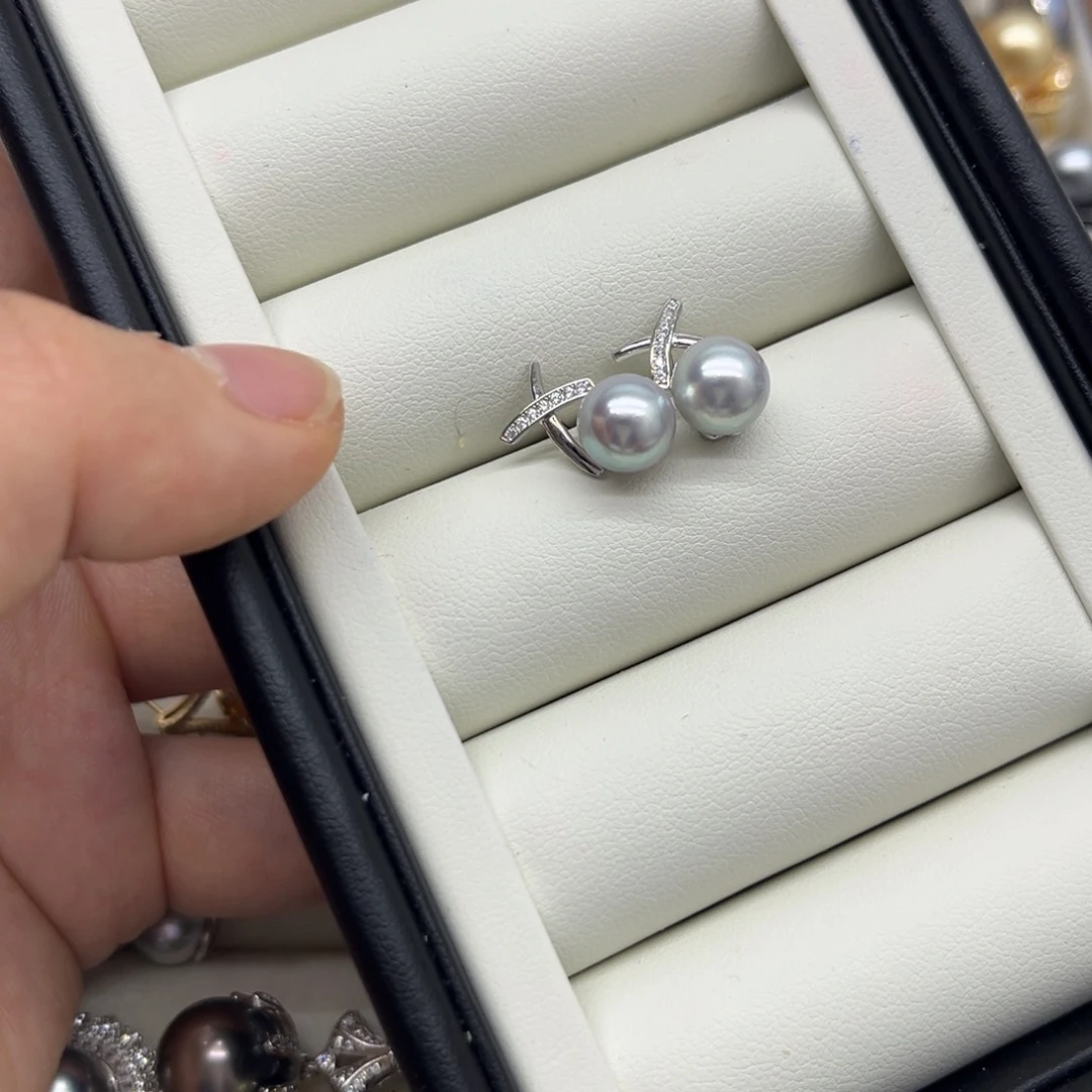 耳饰海水珍珠银S925镶嵌