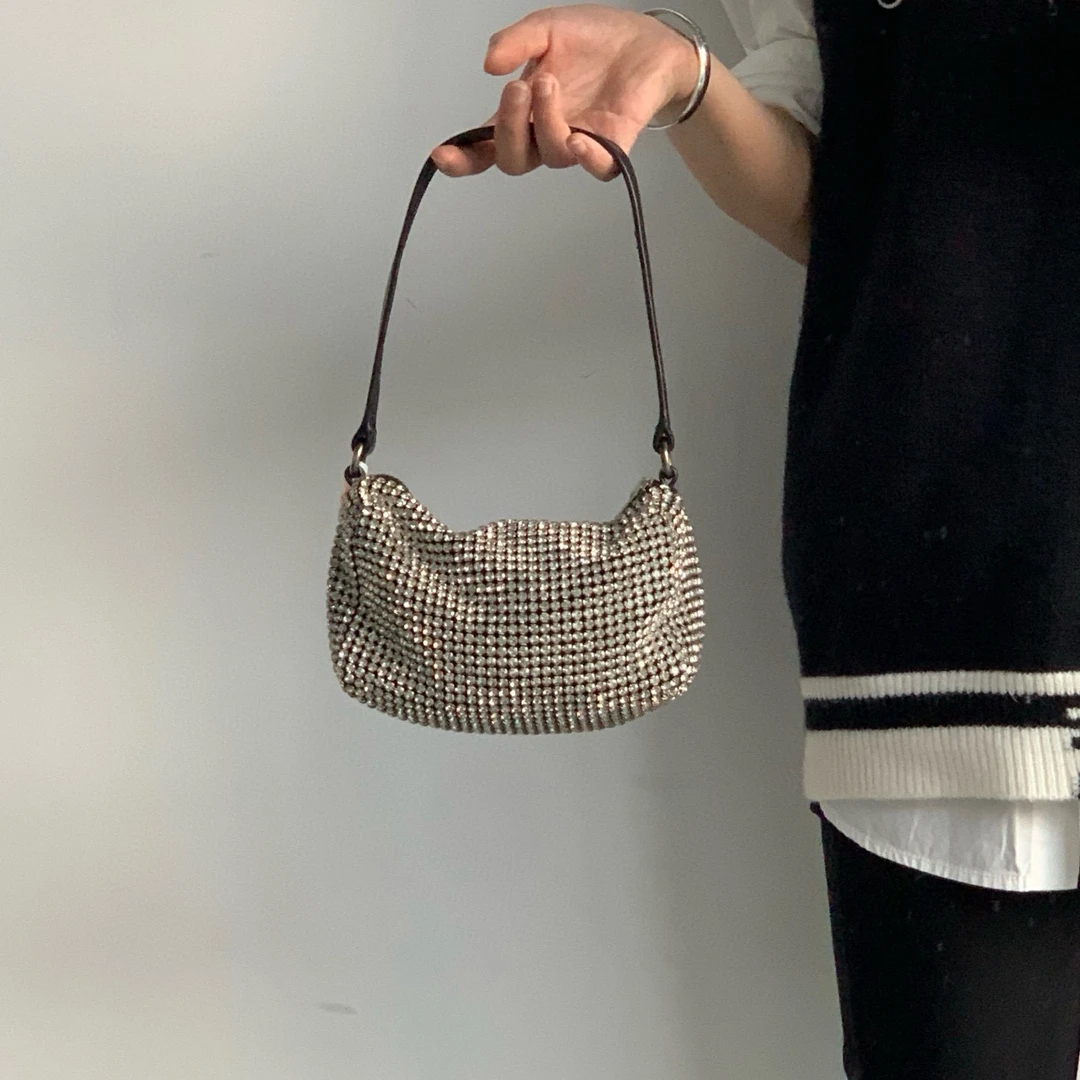 95新 Alexander McQueen/亚历山大·麦昆 亚历山大王水钻包手提包