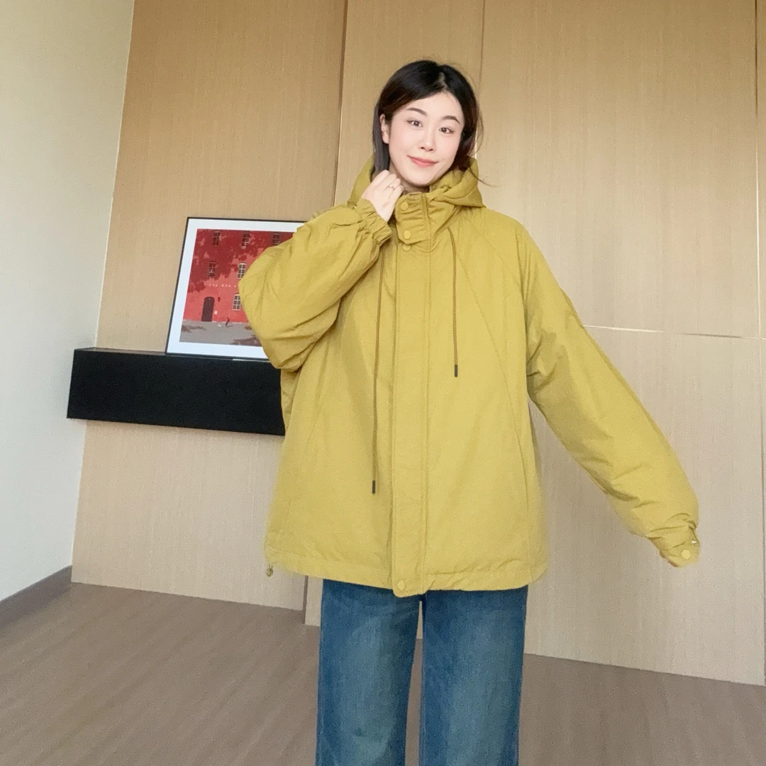 NANA【风行者】秋冬纯色连帽棉服外套上衣保暖宽松百搭C0550