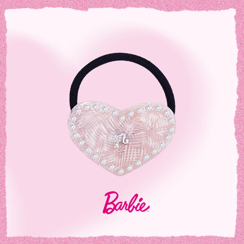 Barbie【官方正品】芭比头像爱心发圈甜美少女心高级发饰可爱发绳