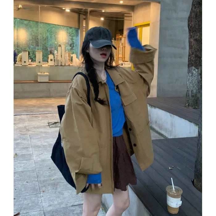 韩系复古套装翻领单排扣长袖外套女秋季新款内搭V领针织衫两件套