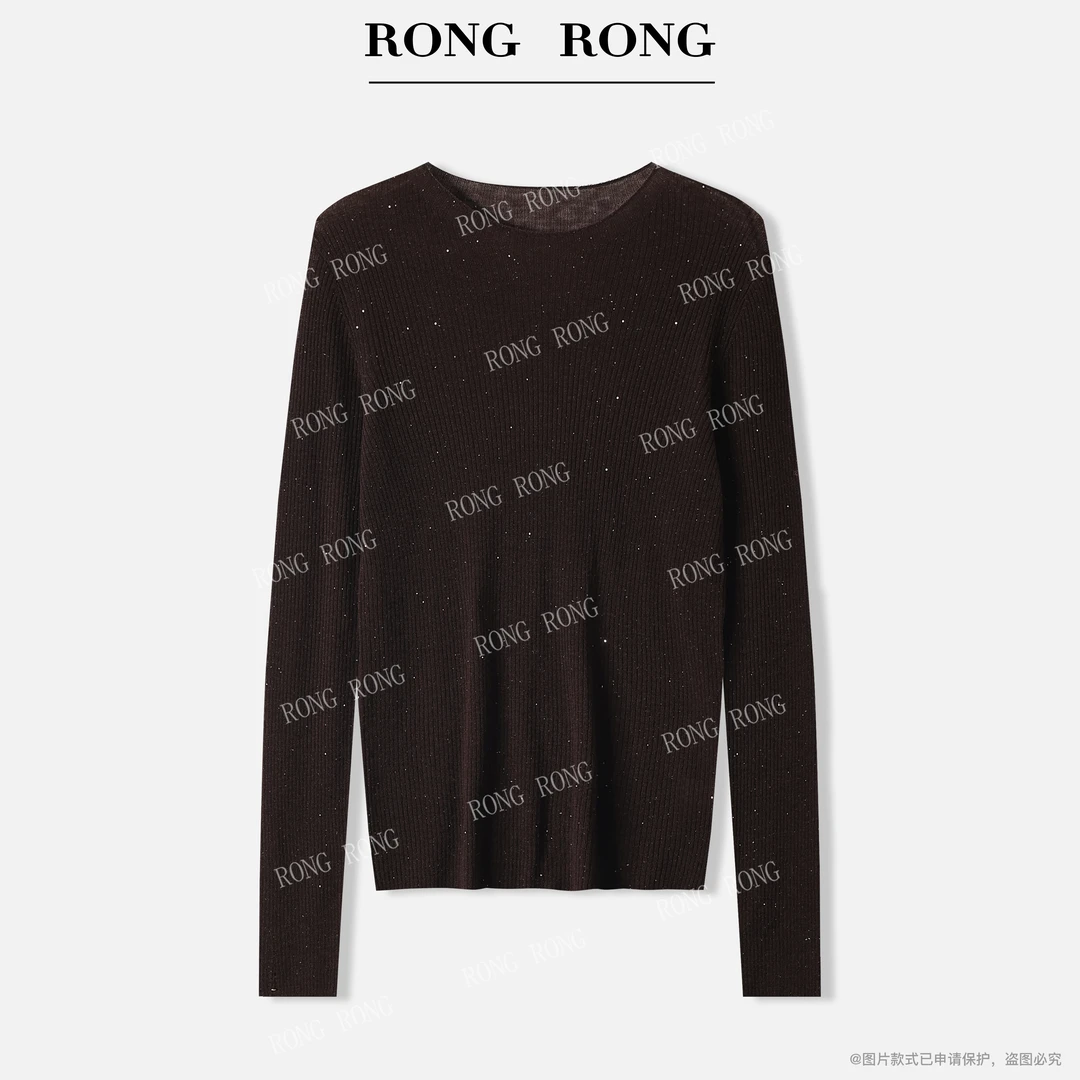 溶溶【星暖羊毛衫】RONGRONG 100水溶羊毛珠片恒温简约风羊毛衫3107