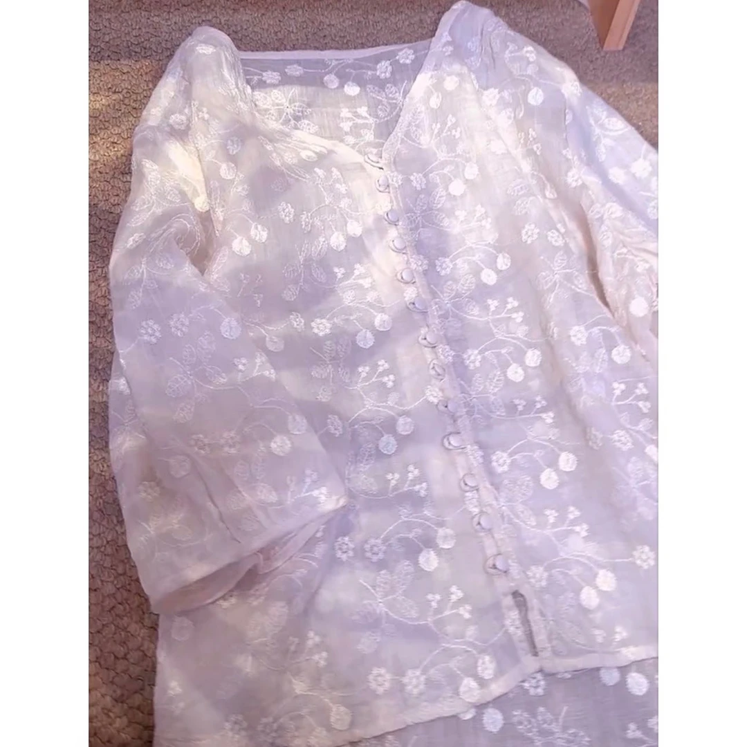 3211全身满绣高品苎麻上衣