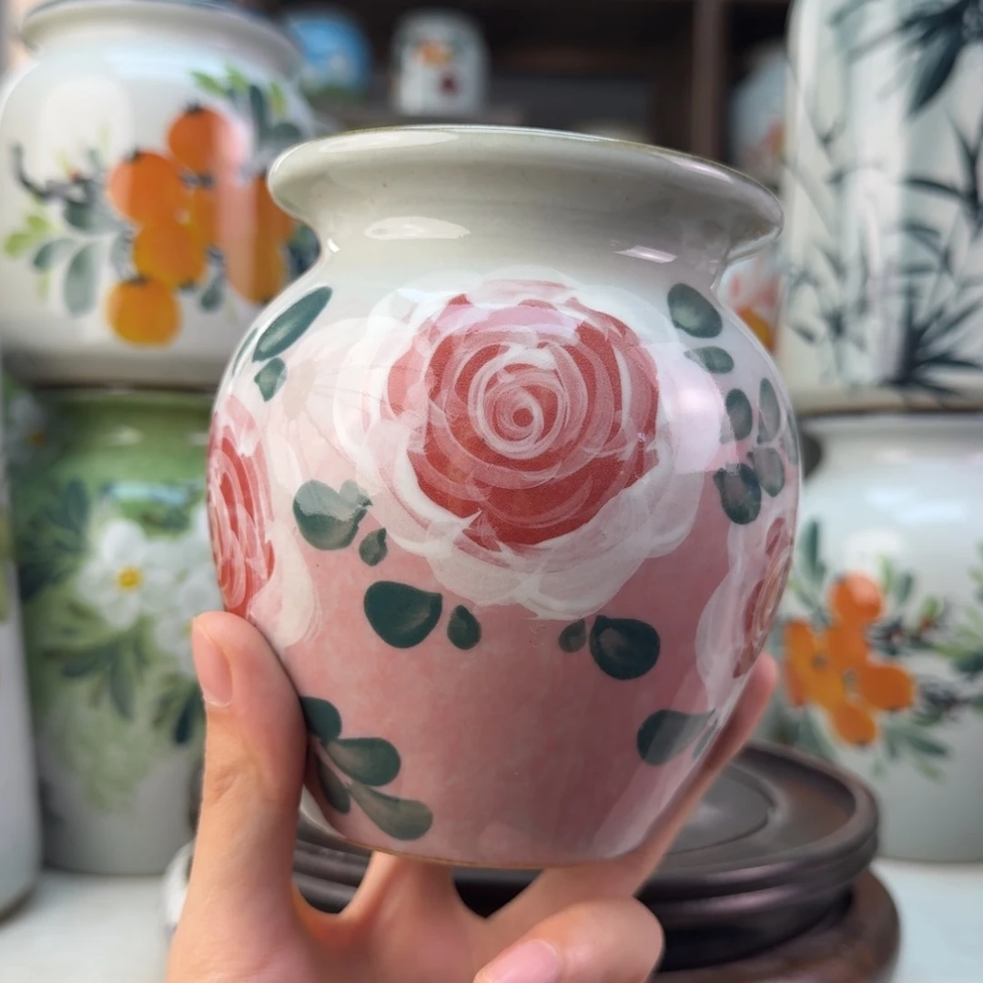 景德镇陶瓷手绘花瓶无孔