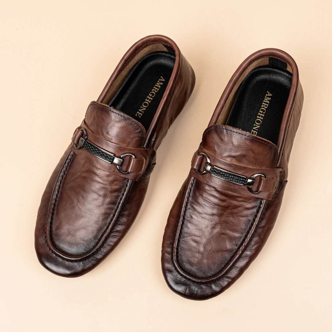 头层牛皮新款夏季一脚蹬乐福鞋软底软面男豆豆鞋百搭透气男士商务