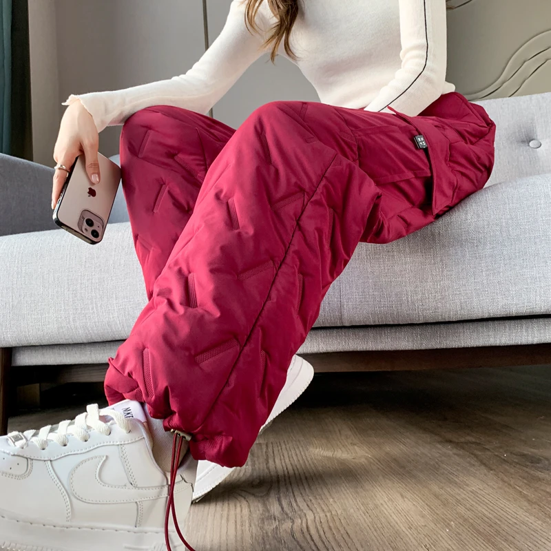 工装羽绒棉裤女冬季外穿2025新款加厚零下40度防风防寒裤子直筒裤