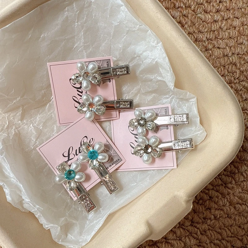 jioli/椒莉个性甜酷风金属小花朵发夹边夹头饰鸭嘴夹女一字夹对夹