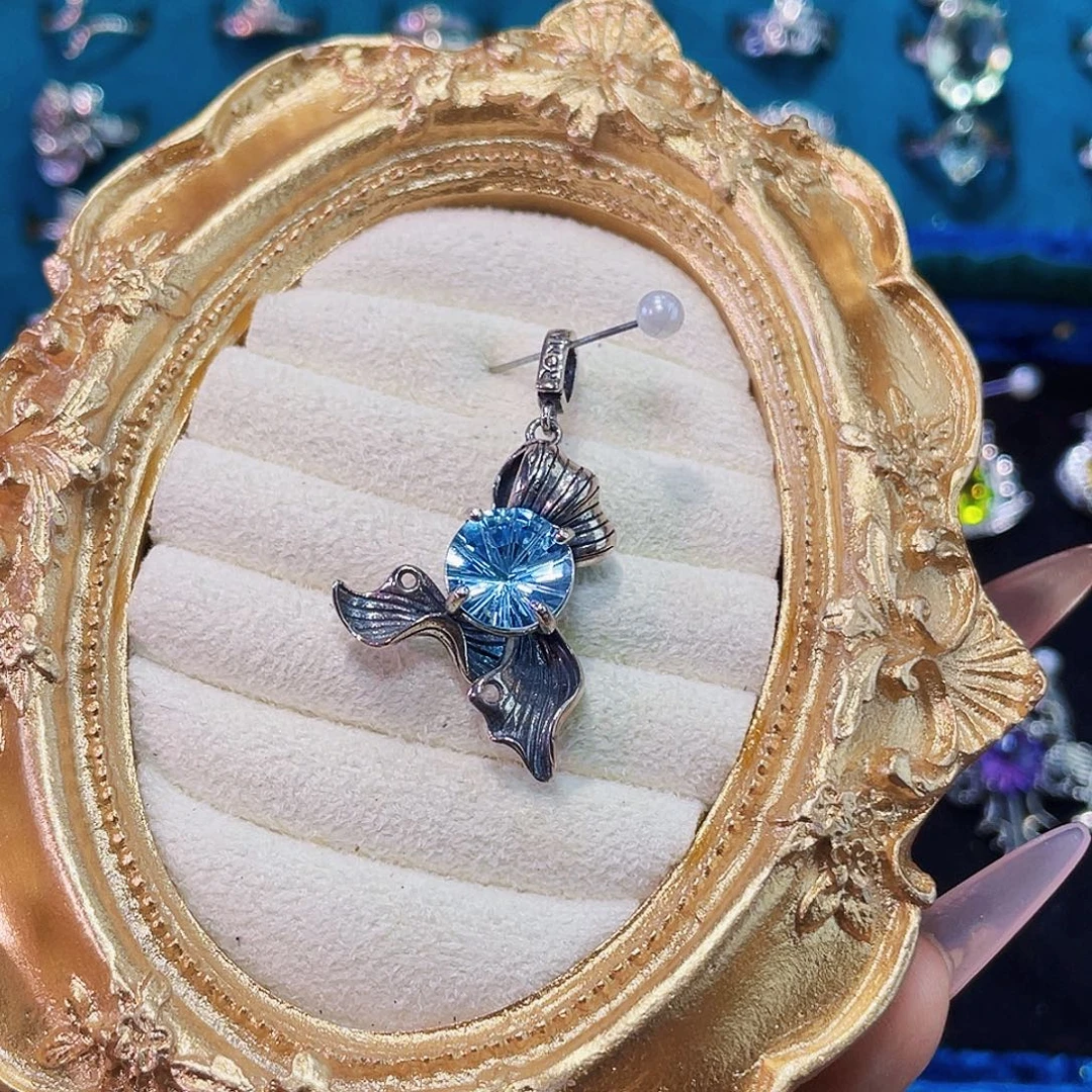 合成立方氧化锆925银烟花切蝴蝶结吊坠