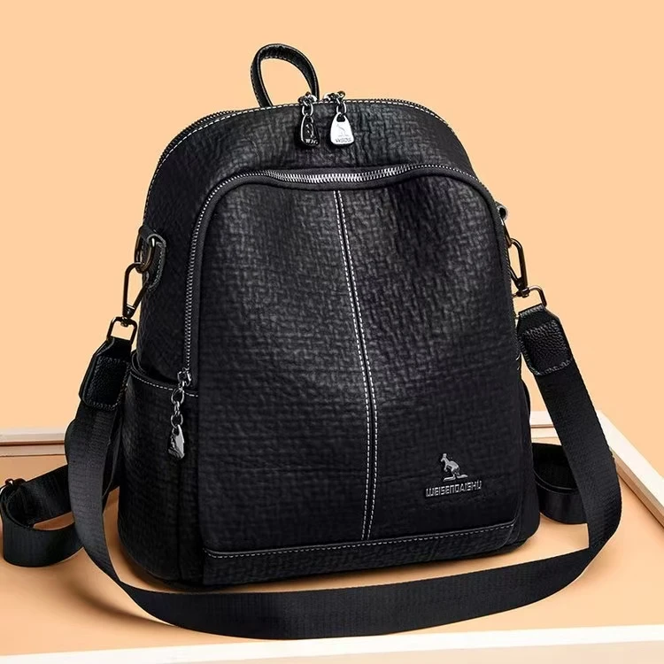 简约轻奢潮流双肩包665黑色