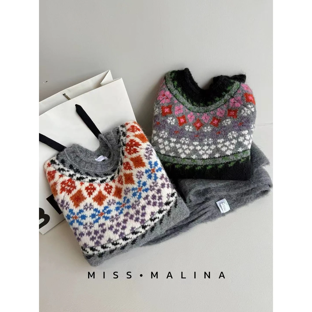 【中古菱格】厚实软糯！中古感羊毛毛衣（MLY1778#）玛丽亚