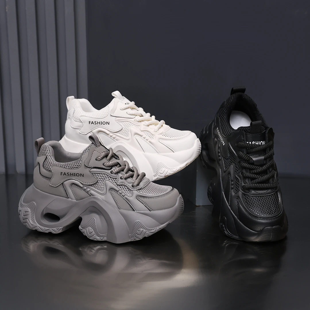 厚底老爹鞋女2025新款春夏季增高运动休闲鞋爆款网面透气百搭软底