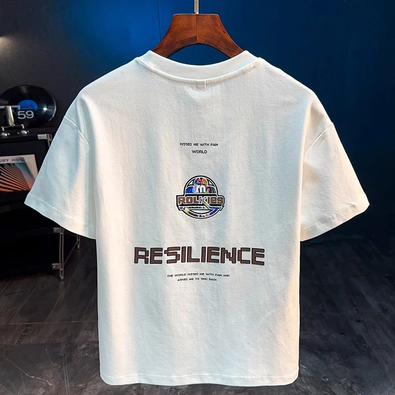 Cebrodz夏季新款短袖T恤男士修身立体贴片印花字母潮流休闲体恤