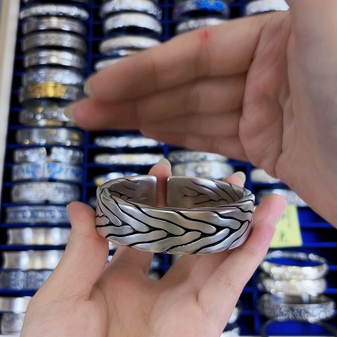 足银编织银手镯174克