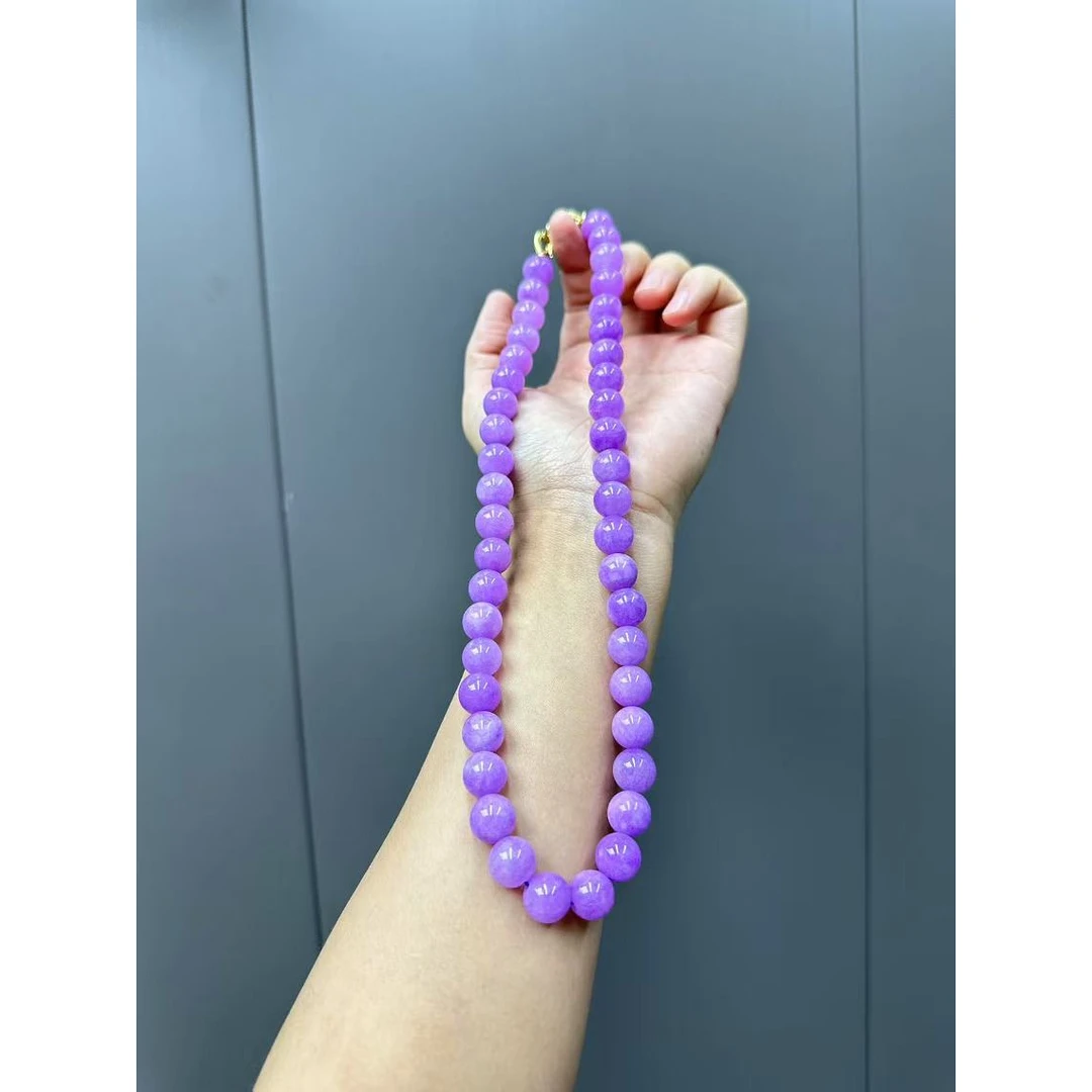 翡翠紫翡14k项链12mm