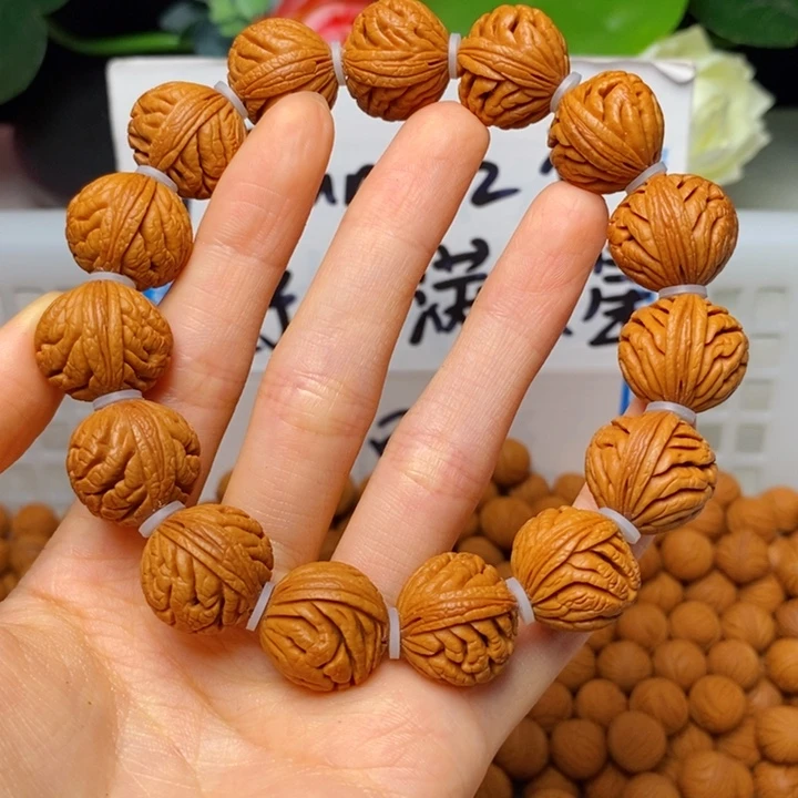 桃核手串17mm左右绣球单圈